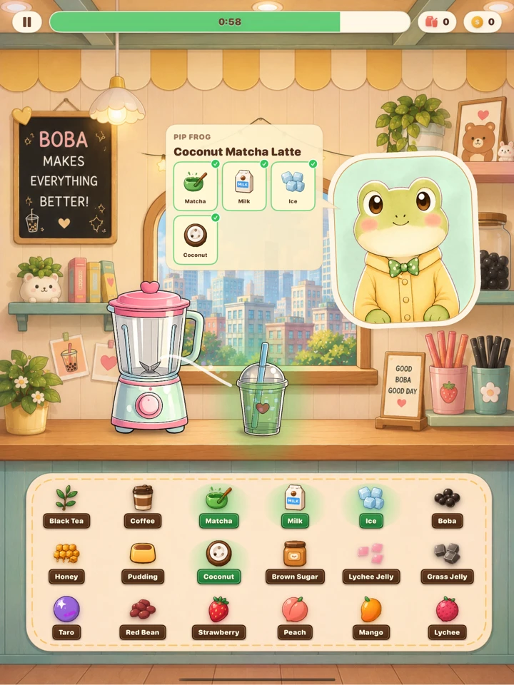 Mini Boba Shop - animal customer ordering a drink in the cafe